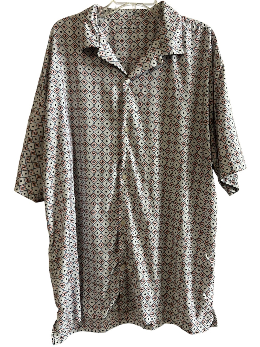 Abercrombie & Fitch Diamond Dot Print Short Sleeve Button- Up Shirt XXL